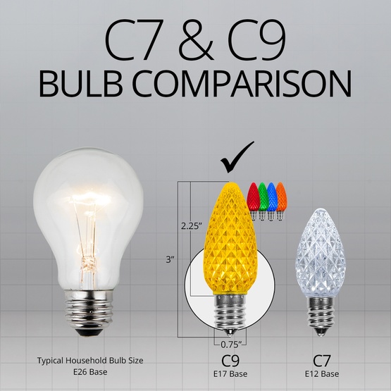 C9 Multicolor OptiCore LED Christmas Light Bulbs, Box of 25