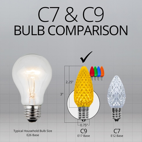 C9 Multicolor OptiCore LED Christmas Light Bulbs, Box of 25
