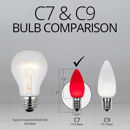 Lot Of 20 Christmas Replacement Bulbs – C7-1/2, Red Blue Green Orange, Candelabra Base (E12)