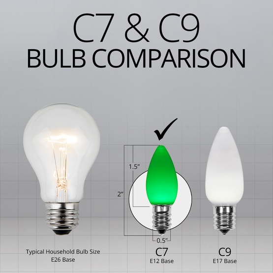 C7 Green Smooth OptiCore LED Christmas Light Bulbs