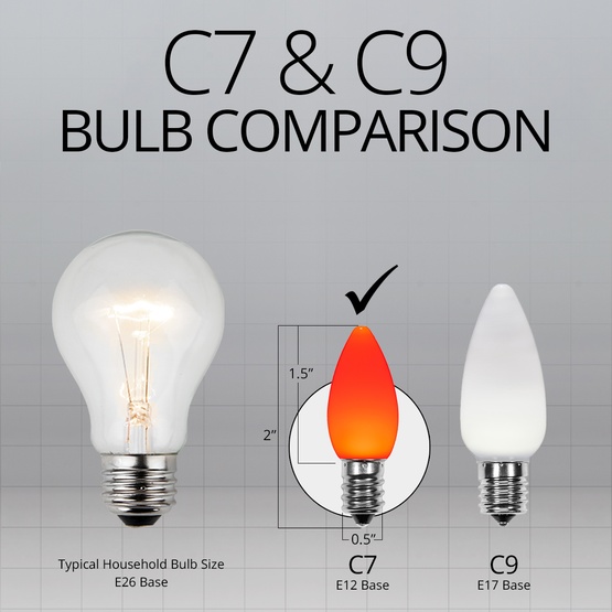 C7 Amber / Orange Smooth OptiCore LED Christmas Light Bulbs