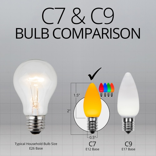 C7 Multicolor Smooth OptiCore LED Christmas Light Bulbs