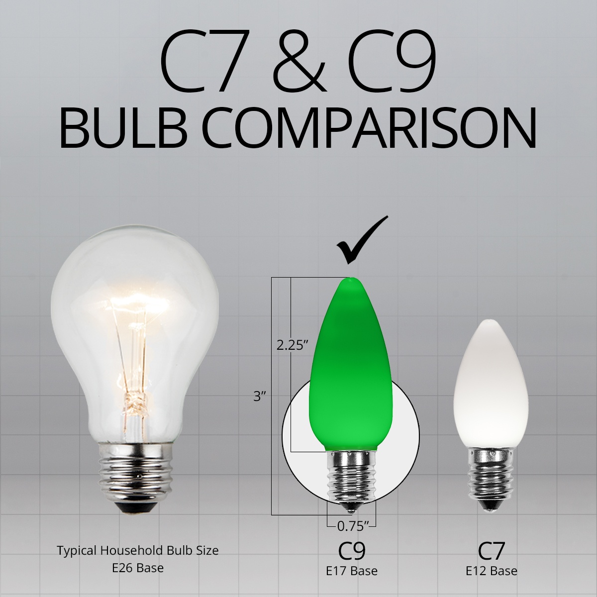 C9 Dimmable LED Replacement Lights - C9 Green Smooth OptiCore LED