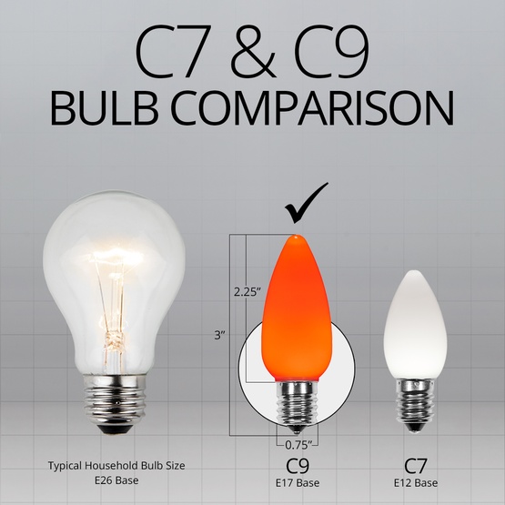 C9 Amber / Orange Smooth OptiCore LED Christmas Light Bulbs