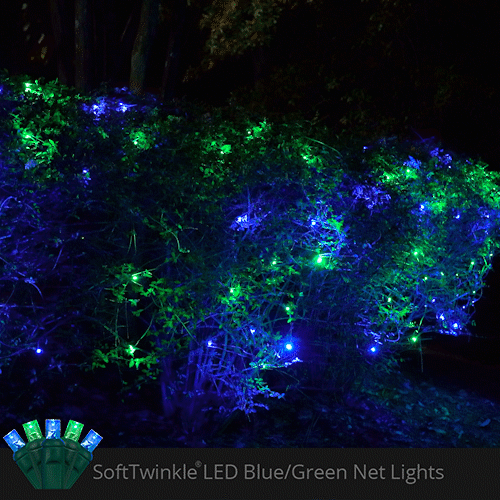 5mm 4' x 6' Blue, Green SoftTwinkle LED Net Lights, Green Wire