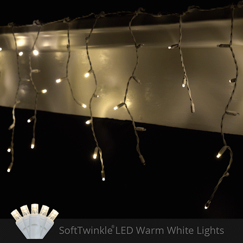 70 5mm Warm White SoftTwinkle LED Icicle Lights