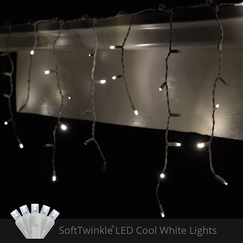 70 5mm Cool White SoftTwinkle LED Icicle Lights