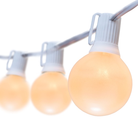 25 G40 Opaque White Patio String Lights on White Wire