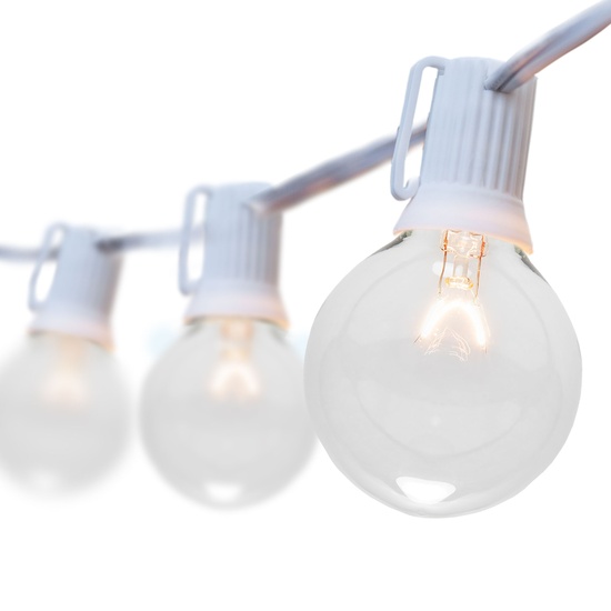 25 G50 Clear Patio String Lights on White Wire