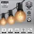 50' G50 Warm White FlexFilament TM LED Globe String Lights, E12 Base, Black Wire