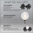 15' G40 Clear Patio String Lights, Black Wire