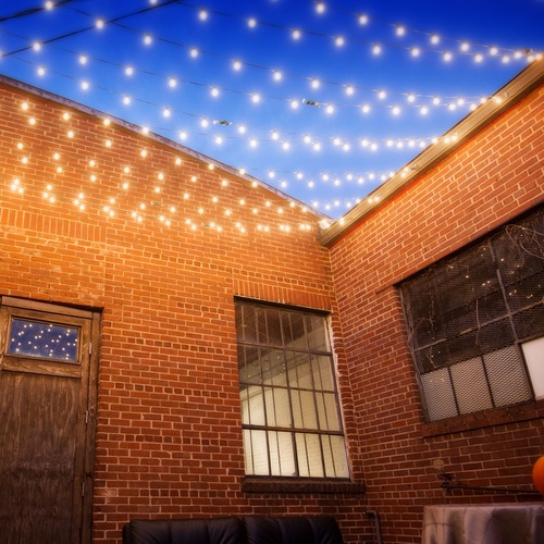 25' G50 Warm White OptiCore LED Globe String Lights, E17 Base, Black Wire