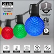 25' G50 Multicolor OptiCore LED Outdoor Party Lights, E12 Base, Black Wire