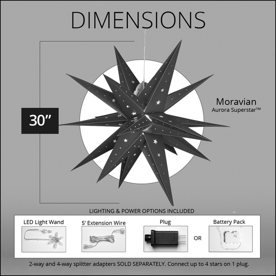 17" LED Aurora Superstar TM Fold-Flat Blue Moravian Star Light, Outdoor Rated 