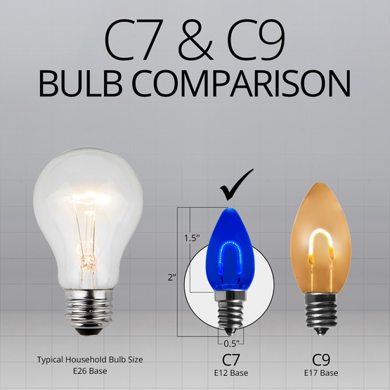 C7 Blue Shatterproof FlexFilament LED Vintage Christmas Light Bulbs