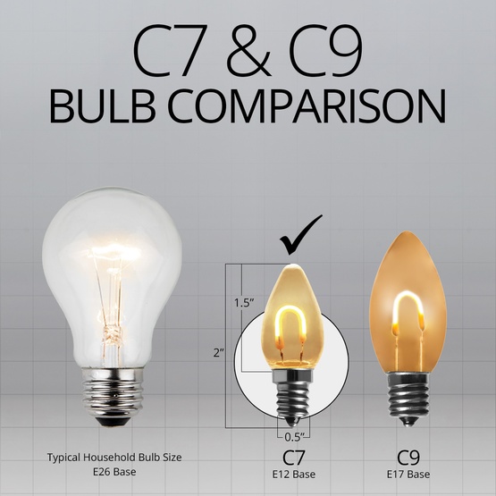 C7 Warm White Shatterproof FlexFilament LED Vintage Christmas Light Bulbs
