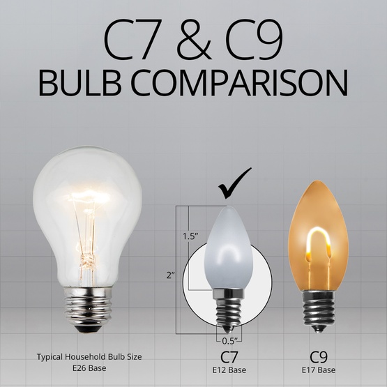 C7 Cool White Glass FlexFilament LED Vintage Christmas Light Bulbs