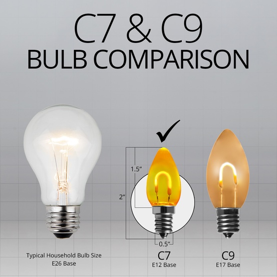 C7 Gold Shatterproof FlexFilament LED Vintage Christmas Light Bulbs