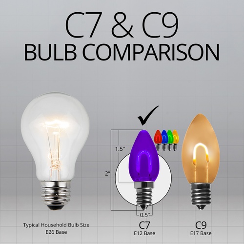 C7 Multicolor Shatterproof FlexFilament LED Vintage Christmas Light Bulbs