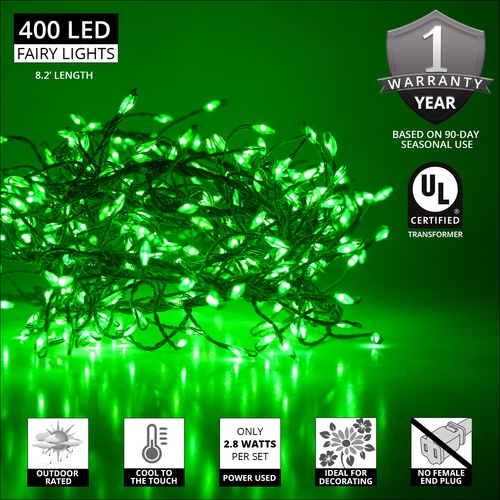 Novelty Lights Green LED Fairy Garland Lights, Green Wire