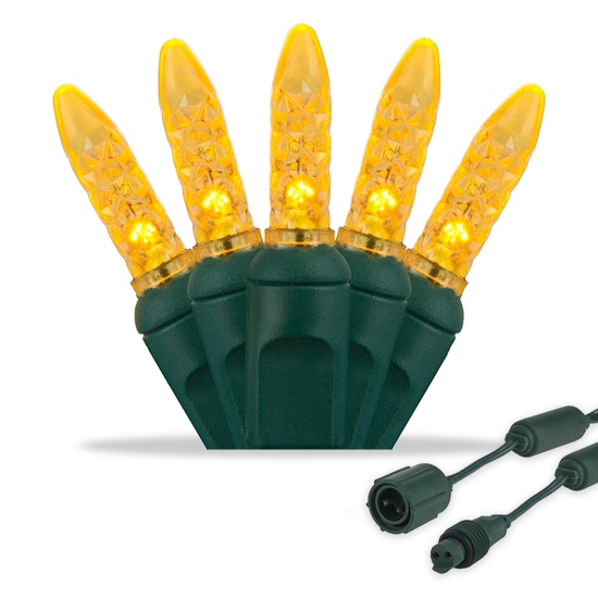 Commercial 25 M5 Gold LED Christmas Lights, 4" Spacing