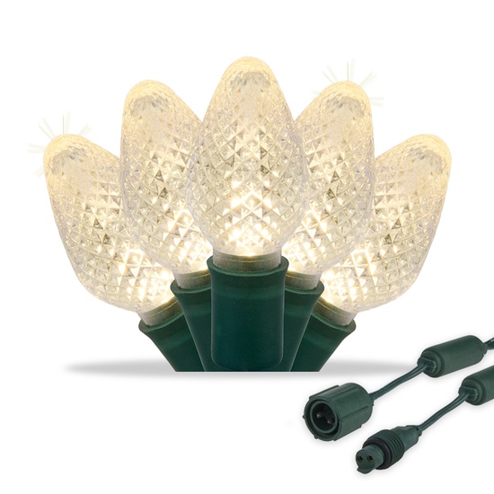 Commercial 25 C7 Warm White Twinkle LED Christmas Lights, 12" Spacing