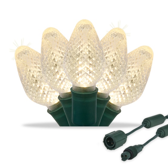 Commercial 25 C7 Warm White Twinkle LED Christmas Lights, 12" Spacing