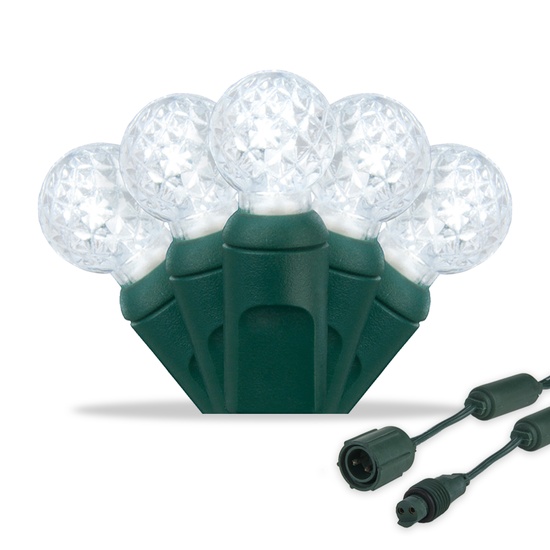 Commercial 25 G12 Cool White LED String Lights, 4" Spacing