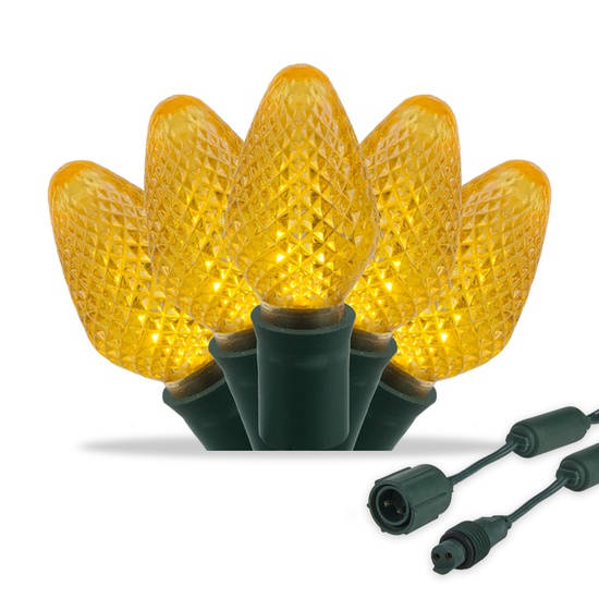 Commercial 25 C7 Gold LED Christmas Lights, 12" Spacing