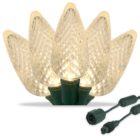 Commercial 25 Warm White C9 LED Christmas Lights, 12" Spacing