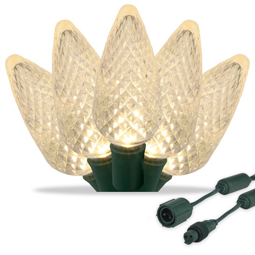 Commercial 25 Warm White C9 LED Christmas Lights, 12" Spacing