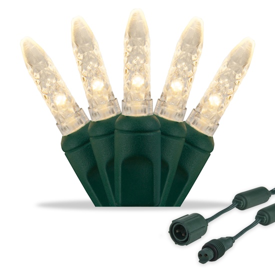 Commercial 25 M5 Warm White LED Christmas Lights, 4" Spacing