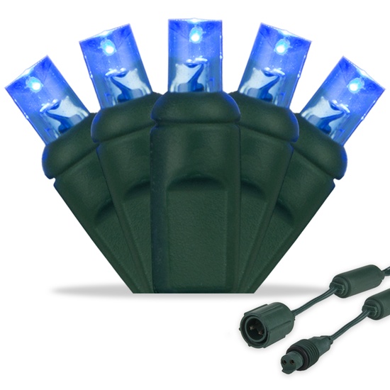 25 WeatherPRO TM 5mm Blue LED Christmas Lights, 4" Spacing