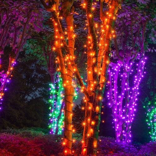 25 WeatherPRO TM 5mm Amber LED Christmas Lights, 4" Spacing