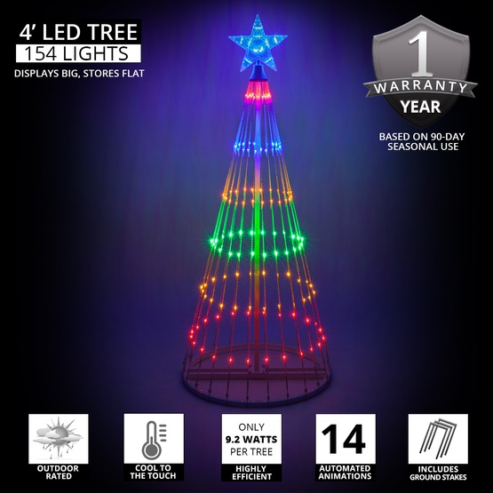 4' Multicolor LED Animated Lightshow Outdoor Christmas Tree