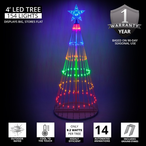 4' Multicolor LED Animated Lightshow Outdoor Christmas Tree