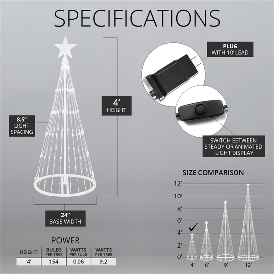 4' Blue LED Animated Lightshow Outdoor Christmas Tree