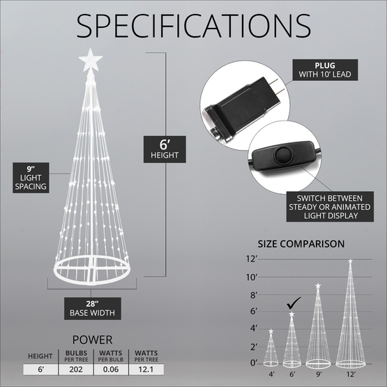 6' Red LED Animated Lightshow Outdoor Christmas Tree