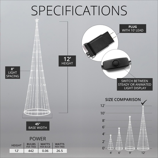 12' Blue LED Animated Lightshow Outdoor Christmas Tree