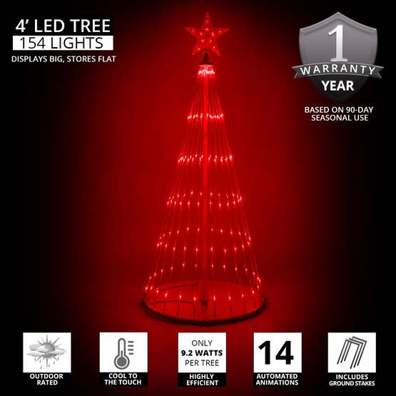 4' Red LED Animated Lightshow Outdoor Christmas Tree