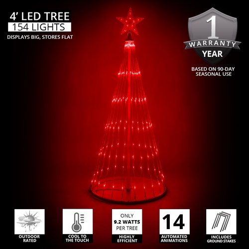 4' Red LED Animated Lightshow Outdoor Christmas Tree