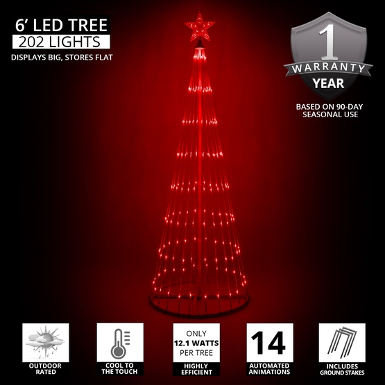 6' Red LED Animated Lightshow Outdoor Christmas Tree